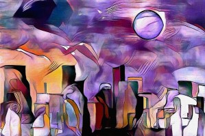 Colorful City Silhouettes